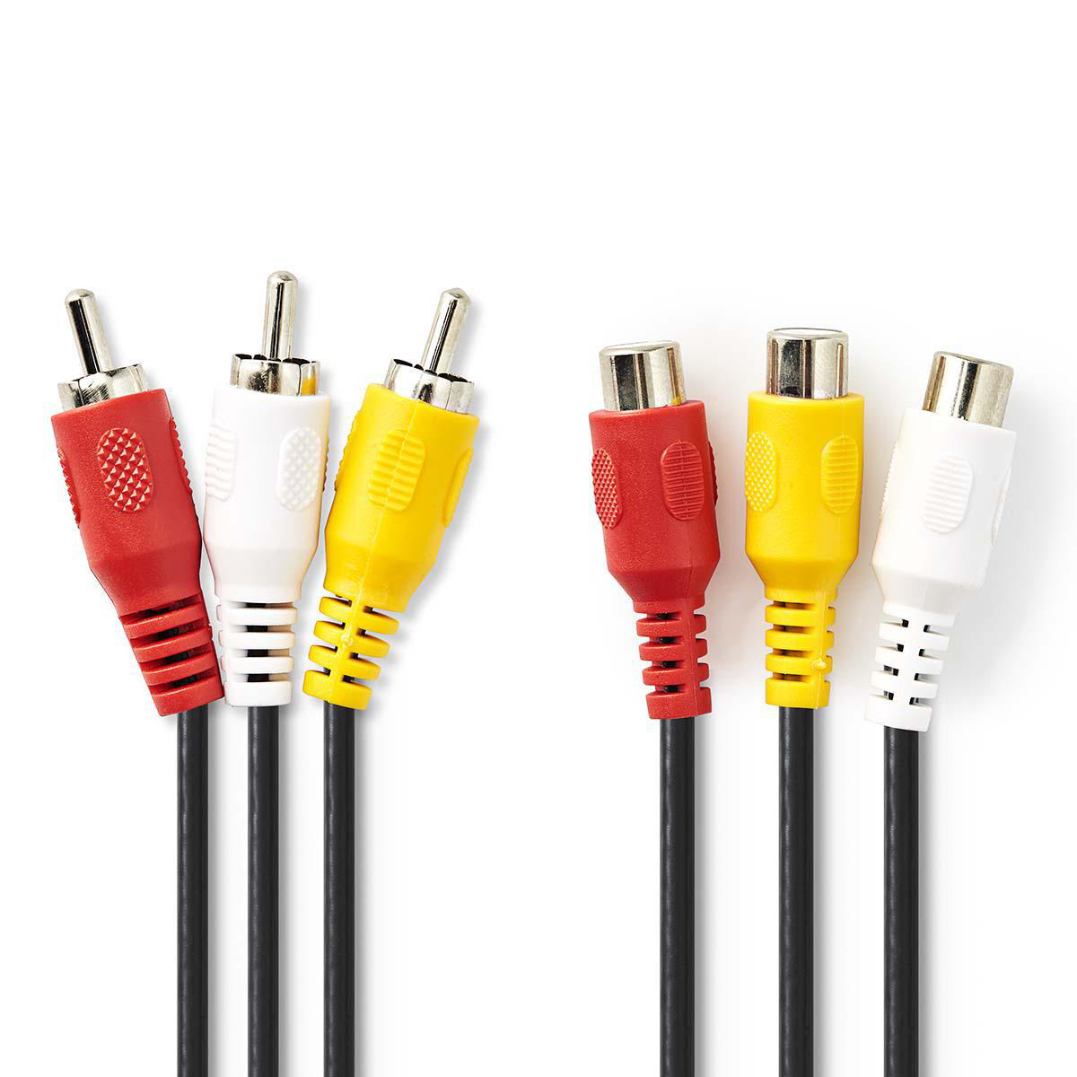 Nedis A/V kabel zástrčka 3x CINCH - zásuvka 3x CINCH, 2 m (CVGP24305BK20)