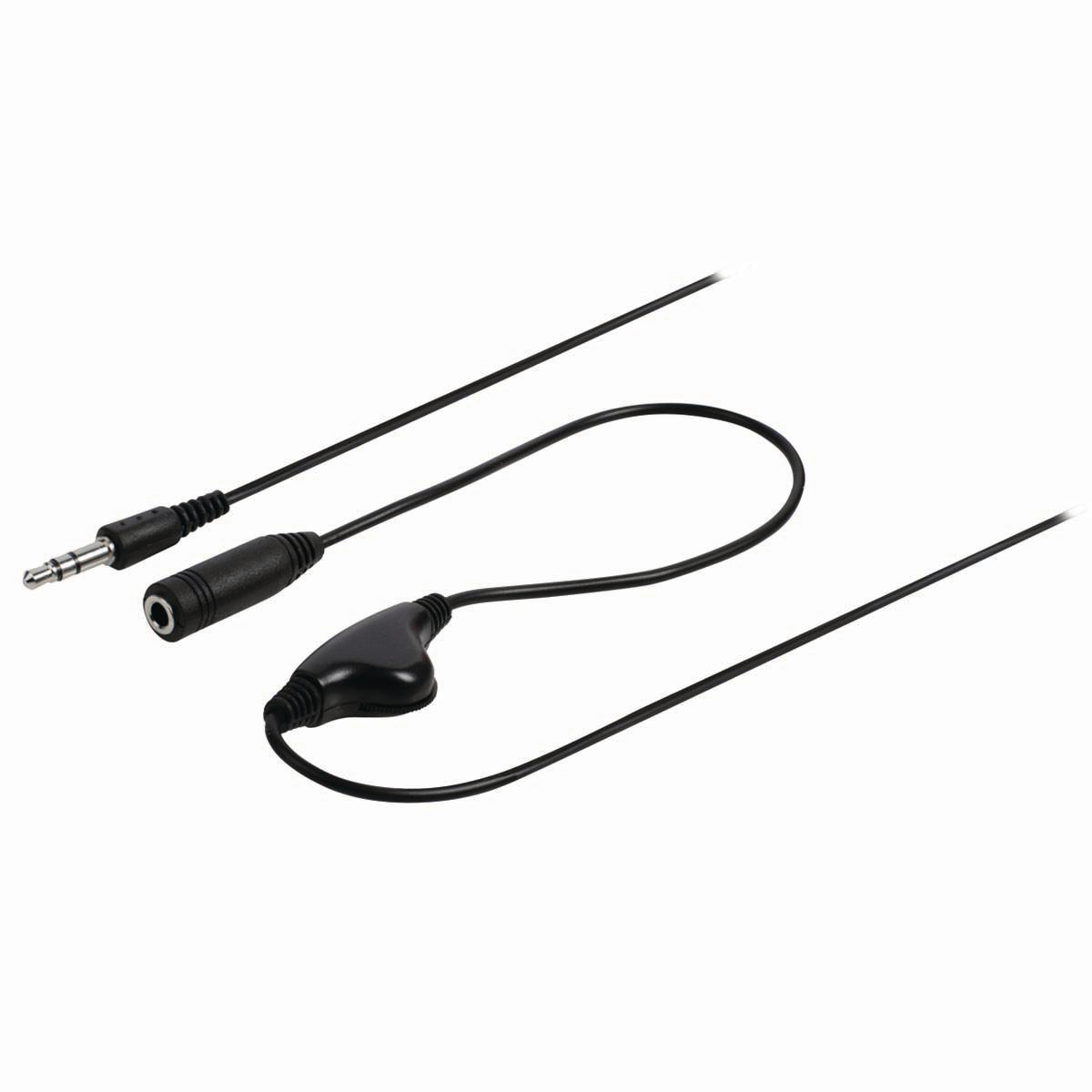 Nedis stereo audio kabel s ovládáním hlasitosti, zástrčka Jack 3.5 mm - zásuvka Jack 3.5 mm, 1 m, černá (CAGP22090BK10)