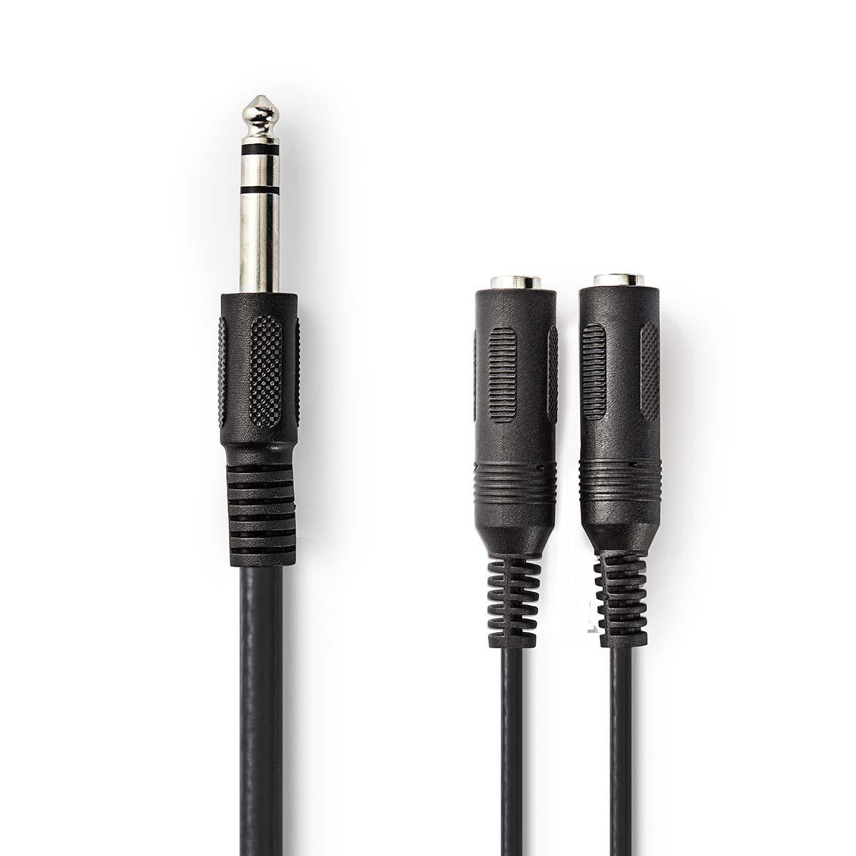 Nedis kabel zástrčka Jack 6.35 mm - 2x zásuvka Jack 6.35 mm, 0.2 m, černá (CAGP23110BK02)