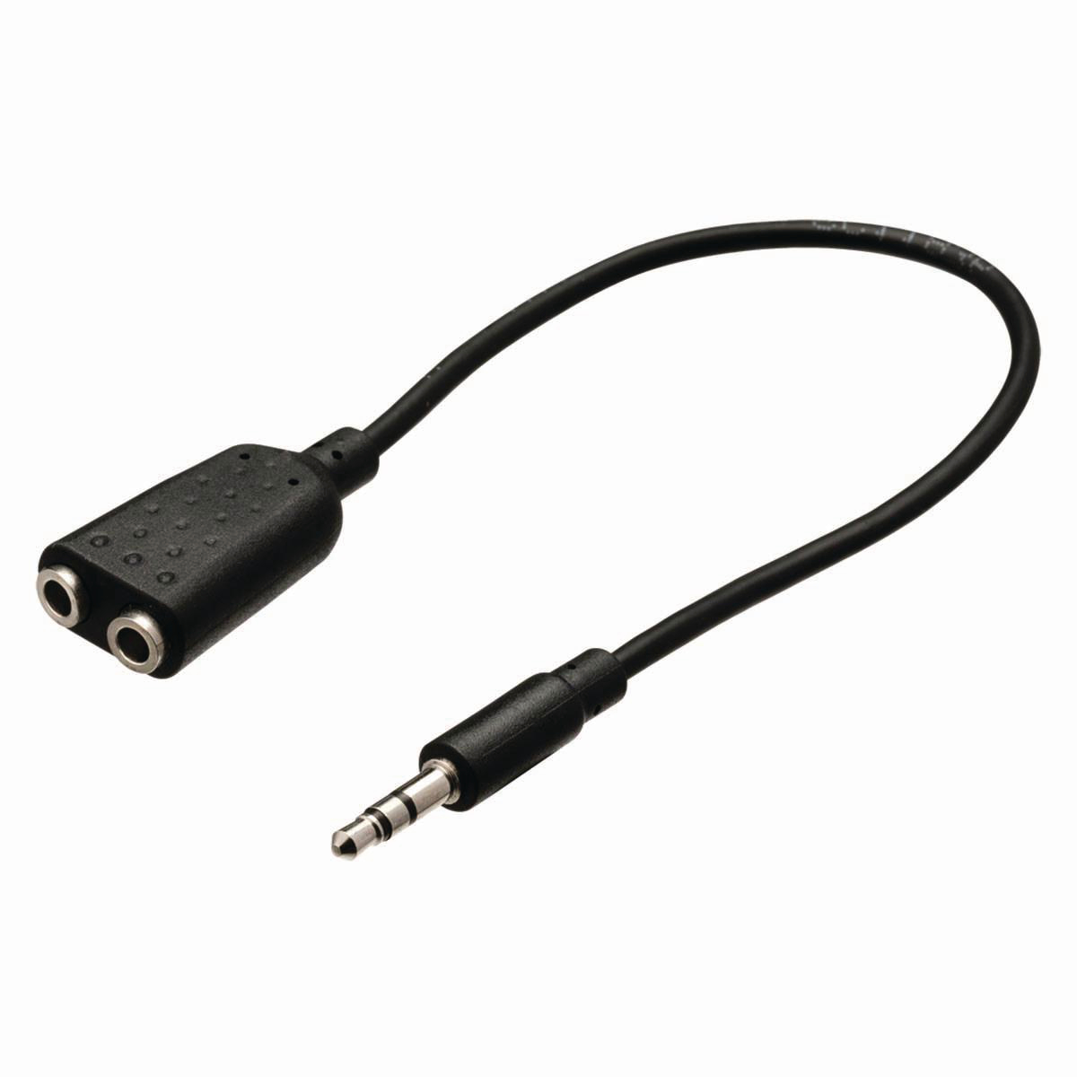 Stereofonní Audio Kabel | 3,5mm Zástrčka - 2× 3,5mm Zásuvka | 0,2 m | Černá barva