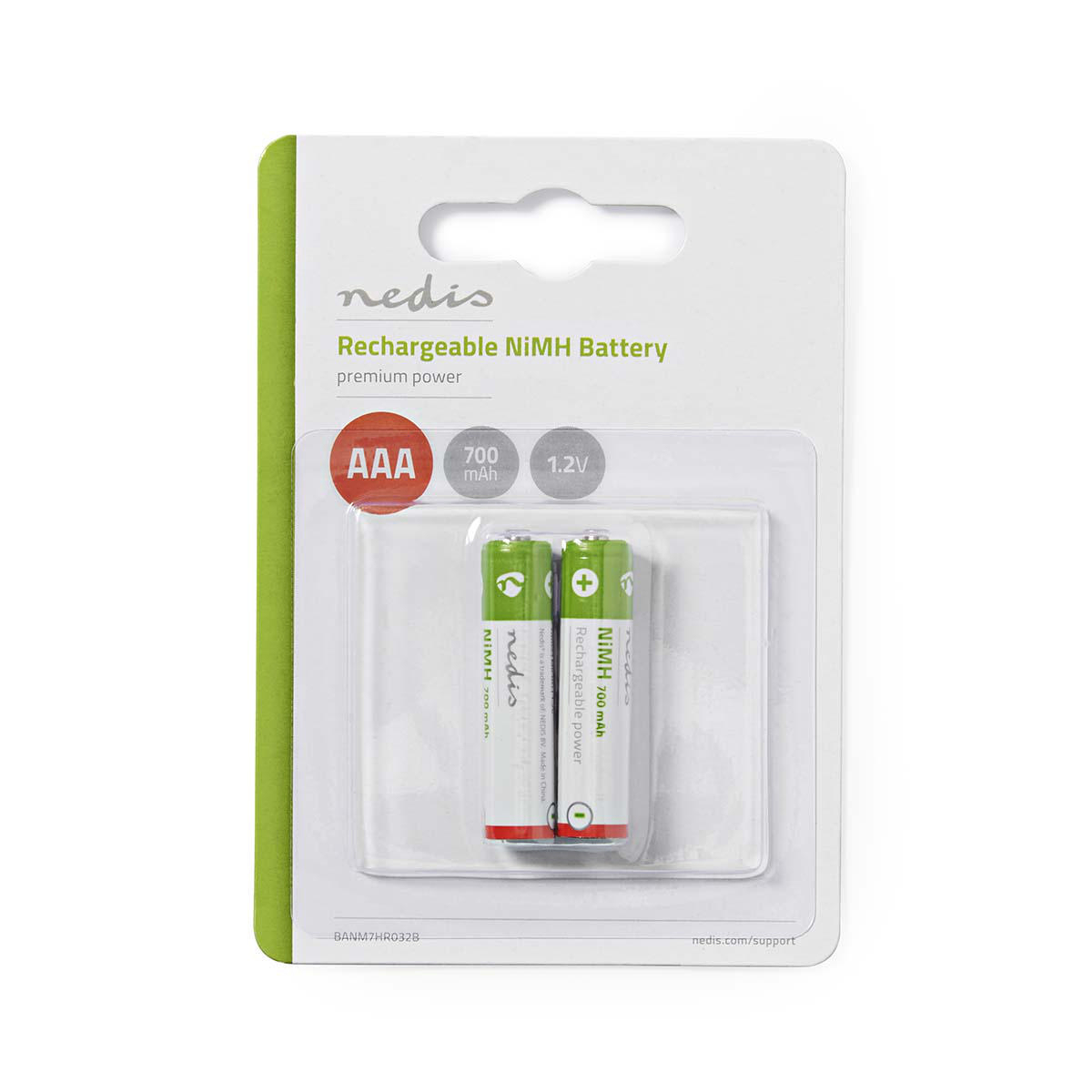 Nedis nabíjecí baterie NiMH AAA 1.2V 700mAh - 2ks, BANM7HR032B