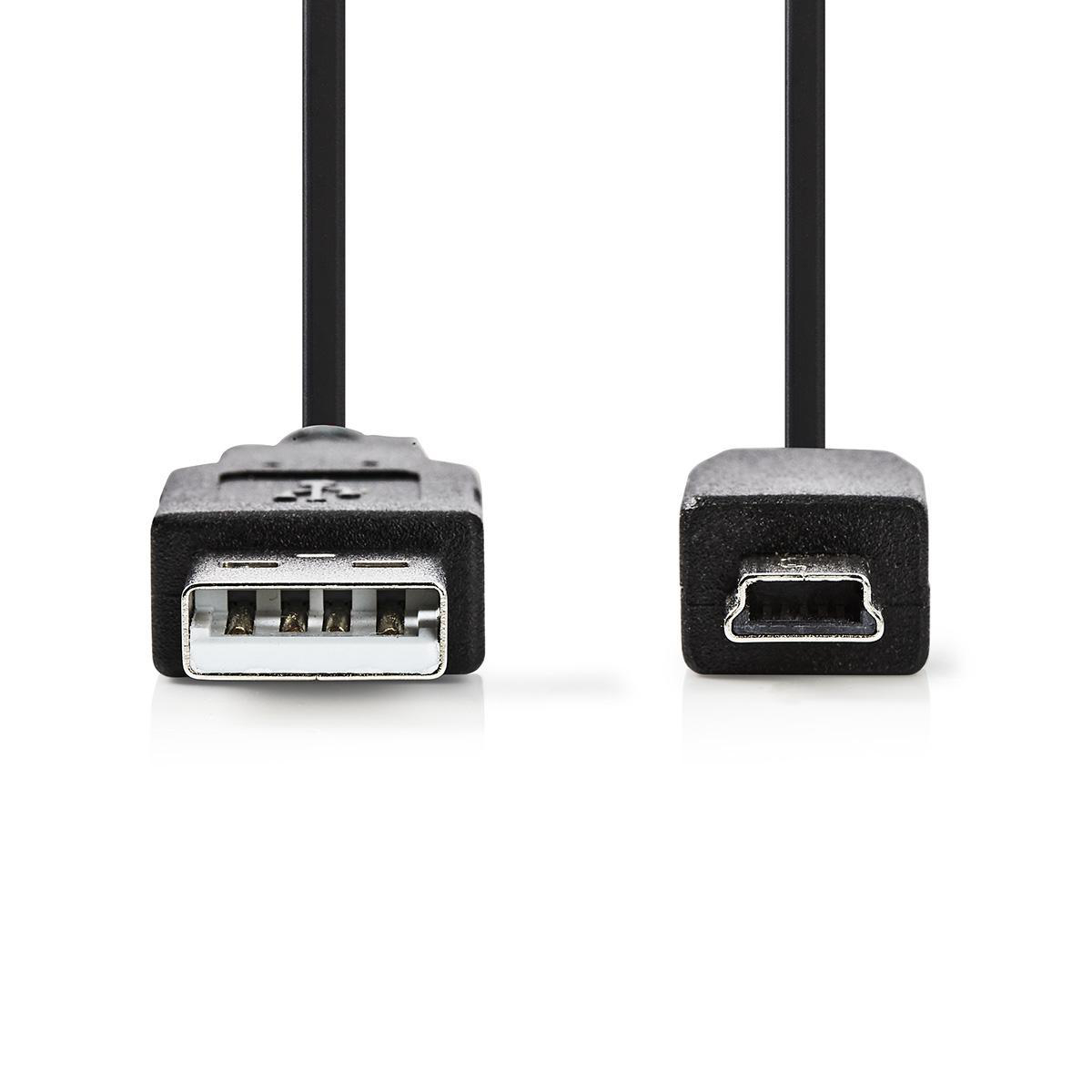 Nedis propojovací kabel USB 2.0 zástrčka USB A - zástrčka USB mini B 5-pin, 1 m (CCGT60300BK10)