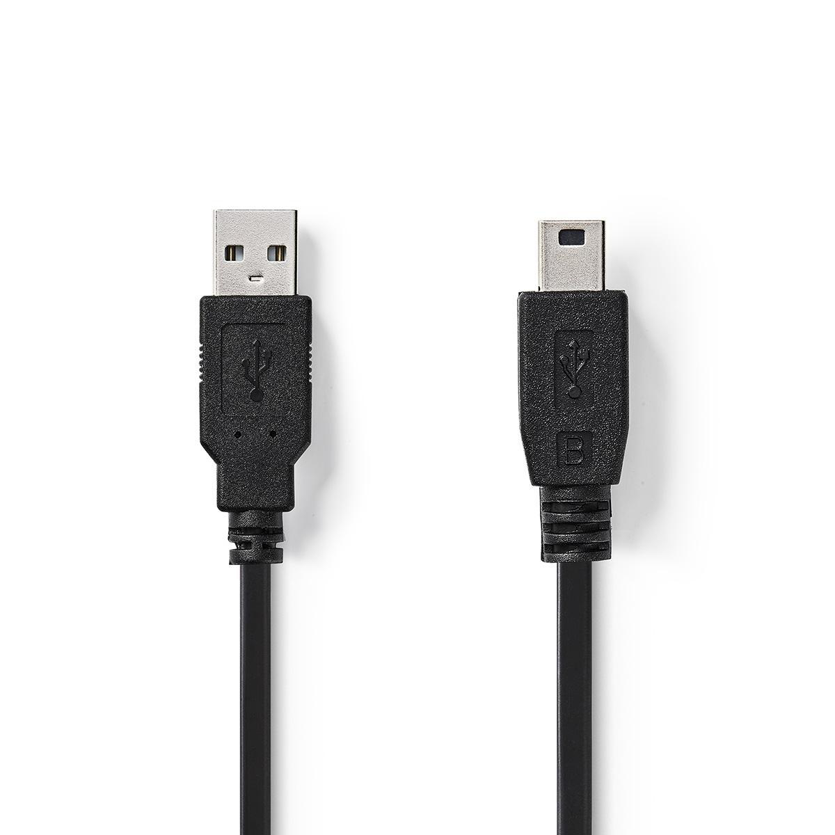 Nedis propojovací kabel USB 2.0 zástrčka USB A - zástrčka USB mini B 5-pin, 2 m (CCGT60300BK20)