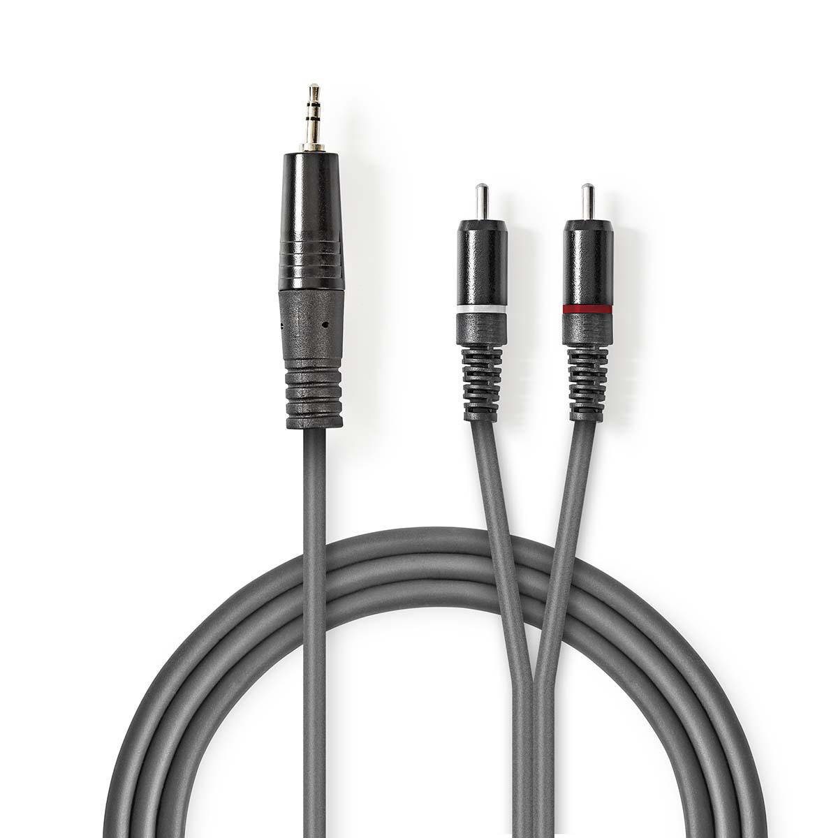 Nedis symetrický stereo audio kabel 3.5mm zástrčka - 2x CINCH zástrčka, 3 m (COTH22200GY30)