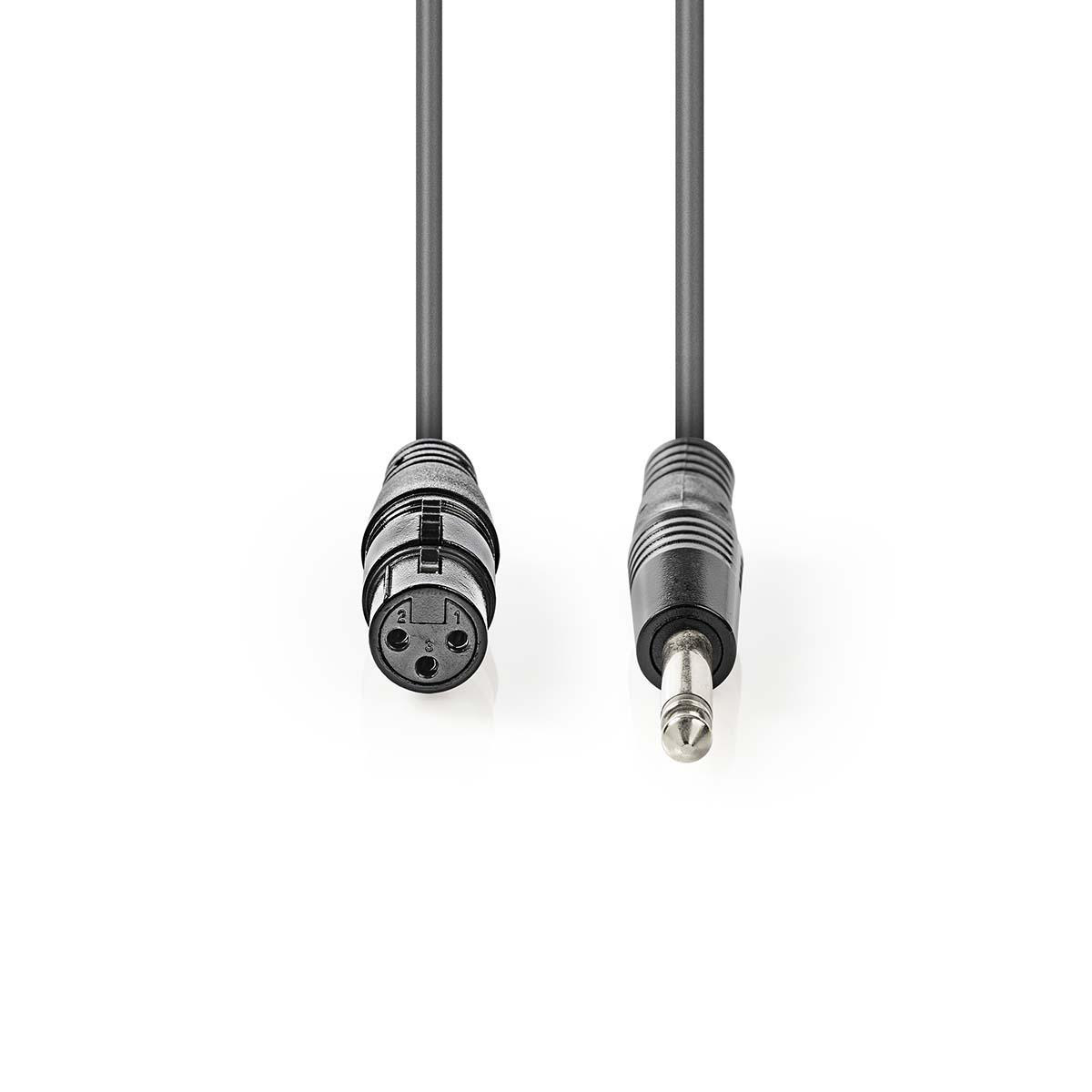 Nedis nesymetrický XLR mono kabel XLR 3pin zásuvka - 6.35mm zástrčka, 5 m (COTH15120GY50)