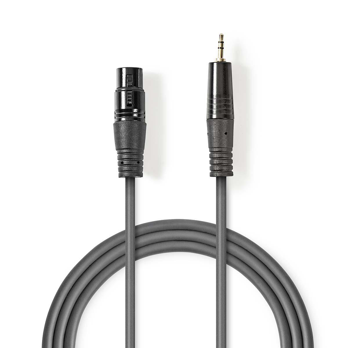 Nedis symetrický XLR kabel XLR 3pin zásuvka - 3.5mm zástrčka, 1 m (COTH15320GY10)