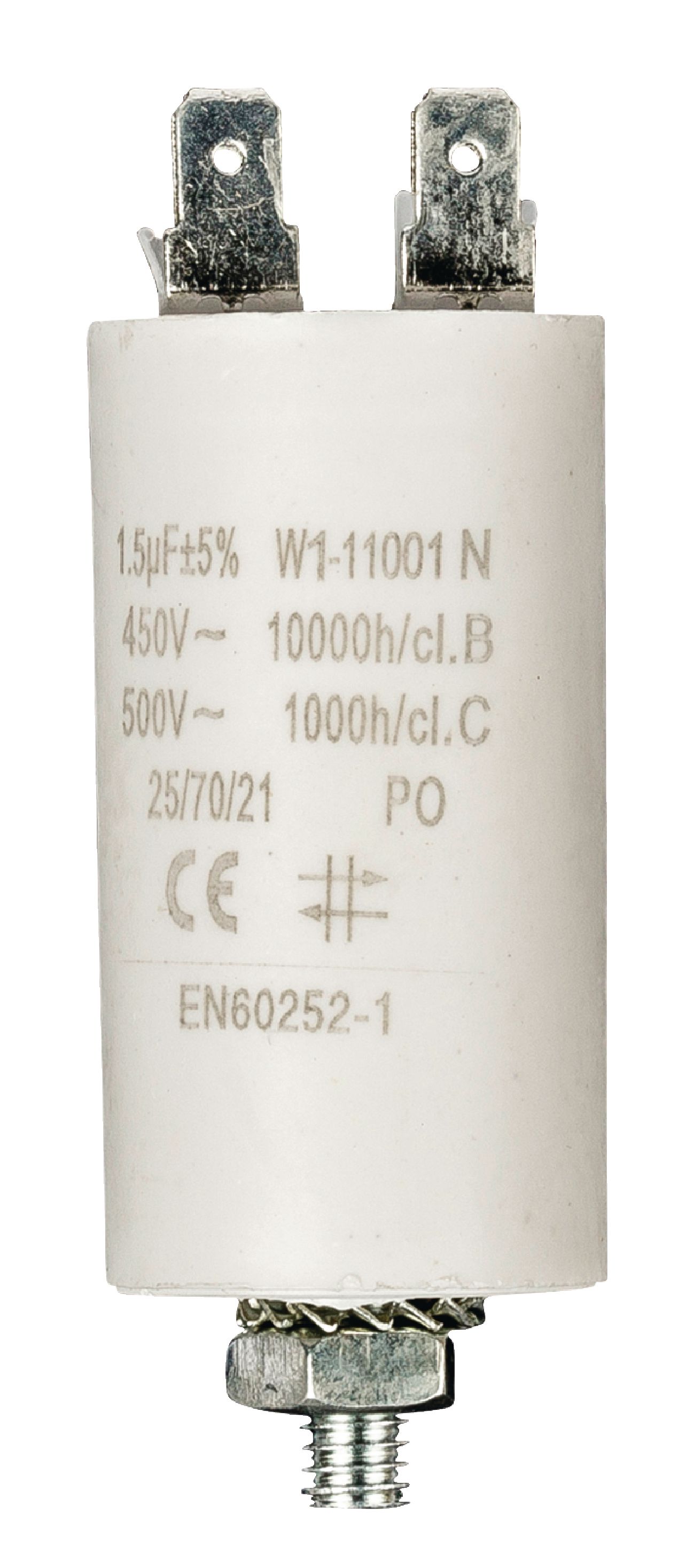 Kondenzátor rozběhový 1.5uf / 450 V s fastony (W1-11001N)