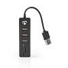 Nedis UHUBCU2320BK 3 portový USB hub USB 2.0 + čtečka paměťových karet SD/MicroSD