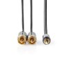 Nedis Fabritallic propojovací audio kabel zástrčka jack 3.5mm - zástrčka 2x cinch, 2 m (CATB22200GY20)