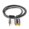Nedis Fabritallic propojovací audio kabel zástrčka jack 3.5mm - zástrčka 2x cinch, 5 m (CATB22200GY50)