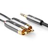 Nedis Fabritallic propojovací audio kabel zástrčka jack 3.5mm - zástrčka 2x cinch, 5 m (CATB22200GY50)