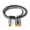 Nedis Fabritallic propojovací audio kabel k subwooferu zástrčka cinch - zástrčka 2x cinch, 3 m (CATB24000GY30)