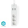 Nedis SmartLife chytrá prodlužovací lišta, 3x Schuko, 4x USB, 16 A (WIFIP311FWT)