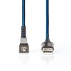 USB 2.0 Kabel | A Zástrčka na Zástrčku Type-C™ | Herní Konektor 180 ° | 1 m | Kulatý | Opletený | Černo-modrý