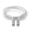 USB kabel | USB 3.2 Gen 2x2 | USB Typ-C ™ Zástrčka | USB Typ-C ™ Zástrčka | 20 Gbps | 100 W | Pozlacené | 2.00 m | Kulatý | Nylon / Opletený | Stříbrná | Box s Okénkem