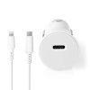 Nedis CCPDL20W111WT automobilový USB nabíjecí adaptér 1.67 A / 2.22 A / 3 A PowerDelivery 3.0 / USB-C™, kabel Lightning 8-Pin 1m  / bílá