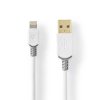 USB kabel | USB 2.0 | Apple Lightning 8pinový | USB-A Zástrčka | 480 Mbps | Pozlacené | 3.0 m | Kulatý | PVC | Bílá / Šedá | Box