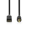 USB-C™ Adaptér | USB 2.0 | USB-C™ Zástrčka | 3,5 mm Zástrčka | 1.00 m | Kulatý | Pozlacené | PVC | Černá | Box