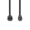 USB-C™ Adaptér | USB 2.0 | USB-C™ Zástrčka | 3,5 mm Zásuvka | 1.00 m | Kulatý | Poniklované | PVC | Černá | Box