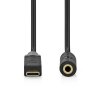 USB-C™ Adaptér | USB 2.0 | USB-C™ Zástrčka | 3,5 mm Zásuvka | 1.00 m | Kulatý | Pozlacené | PVC | Černá | Box