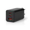 Nedis WCGPD65W100BK 65 W GaN rychlý USB nabíjecí adaptér 3 A / 3.25 A / 1x USB-A / 2x USB-C / černá