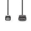 Nedis propojovací kabel zástrčka Mini DisplayPort – zástrčka DisplayPort, 21.6 Gbps, 2 m, černá (CCGL37400BK20)