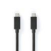 USB kabel | USB 3.2 Gen 2x2 | USB-C™ Zástrčka | USB-C™ Zástrčka | 100 W | 4K@60Hz | 20 Gbps | Poniklované | 1.00 m | Kulatý | PVC | Černá | Box