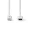 Lightning Kabel | USB 2.0 | Apple Lightning 8pinový | USB-C™ Zástrčka | 480 Mbps | Poniklované | 2.00 m | Kulatý | PVC | Bílá | Label