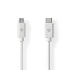 Lightning Kabel | USB 2.0 | Apple Lightning 8pinový | USB-C™ Zástrčka | 480 Mbps | Poniklované | 2.00 m | Kulatý | PVC | Bílá | Label