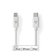 Lightning Kabel | USB 2.0 | Apple Lightning 8pinový | USB-C™ Zástrčka | 480 Mbps | Poniklované | 1.00 m | Kulatý | PVC | Bílá | Label