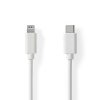 Lightning Kabel | USB 2.0 | Apple Lightning 8pinový | USB-C™ Zástrčka | 480 Mbps | Poniklované | 1.00 m | Kulatý | PVC | Bílá | Label
