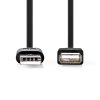 Nedis prodlužovací kabel USB 2.0 zástrčka USB A - zásuvka USB A, 2 m, černá (CCGL60010BK20)