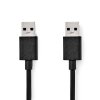 USB kabel | USB 3.2 Gen 1 | USB-A Zástrčka | USB-A Zástrčka | 5 Gbps | Poniklované | 2.00 m | Kulatý | PVC | Černá | Box