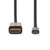 USB-C™ Adaptér | USB 3.2 Gen 1 | USB-C™ Zástrčka | DisplayPort Zástrčka | 4K@60Hz | 2.00 m | Kulatý | Pozlacené | PVC | Černá | Label