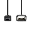 USB Adaptér | USB 2.0 | Mini 5-Pin Zástrčka | USB-A Zásuvka | 480 Mbps | OTG | 0.20 m | Kulatý | Poniklované | Černá | Box