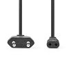 Nedis kabel zástrčka EURO - IEC320 C1, černý, 2 m (CEGL11060BK20)