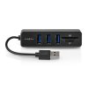 Nedis CCGB60250BK01 3-portový USB hub USB 2.0 + čtečka paměťových karet SD/MicroSD