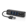 Nedis CCGB60250BK01 3-portový USB hub USB 2.0 + čtečka paměťových karet SD/MicroSD