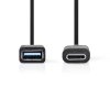 Nedis propojovací kabel zástrčka USB C - zásuvka USB 3.0 A, 0.15 m (CCGB61710BK02)