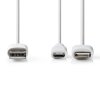 Nedis synchronizační a nabíjecí kabel 2 v 1, zástrčka USB A - zástrčka Micro B + zástrčka Apple Lightning 8-pin, 1 m, bílá (CCGP39400WT10)