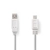 Nedis propojovací kabel USB 2.0 zástrčka USB A - zástrčka USB micro B, 1 m, bílá (CCGP60410WT10)