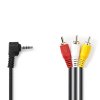 Nedis A/V kabel zástrčka Jack 4-pin 3.5 mm - zástrčka 3x CINCH, 2 m (CVGL22400BK20)