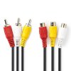 Nedis A/V kabel zástrčka 3x CINCH - zásuvka 3x CINCH, 5 m (CVGP24305BK50)