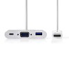 Kabel Adaptéru USB Typ-C | Typ-C Zástrčka - A Zásuvka / Typ-C Zásuvka / VGA Zásuvka | 0,2 m | Bílá barva