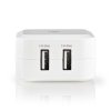 Nedis WCHAU484AWT USB napájecí adaptér 2 x 2.4 A / bílá