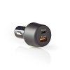 Nedis CCPD30W100BK duální automobilový USB nabíjecí adaptér 3 A / USB Quick Charge 3.0 / USB-C PD Power Delivery / černá