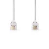 Nedis telefonní propojovací kabel zástrčka RJ10 - zástrčka RJ10, kroucený, 2 m, bílá (TCGP90100WT20)