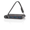 Nedis TCARF210BK externí USB-C rozbočovač, 3x USB 3.0 + Gigabit ethernet, černý