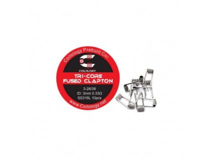 Předmotané spirálky coilology tri-core fused clapton SS316L 0,33 ohm