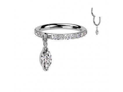 TITANOVÝ KROUŽEK S KAMÍNKY A PŘÍVĚŠKEM S MARKÝZOVÝM BRUSEM